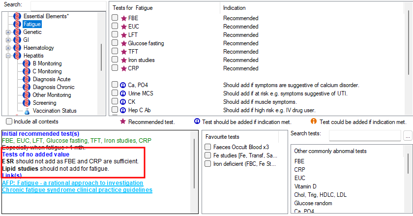 Example of tests with no added value