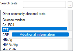 Look up information about a test Right-click a test to look up information about the test