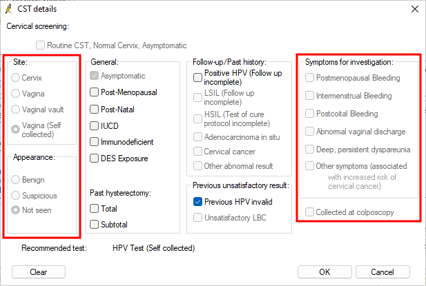 Fields are disabled for self-collected tests