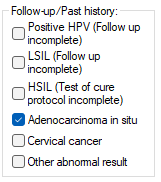 Past gyno history inserted into CST request