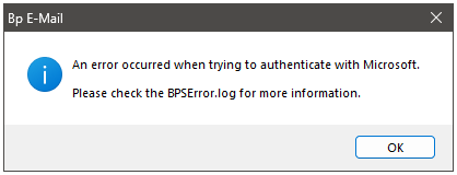 The image shows an example of the types of authentication errors a user may receive if they do not have modern authentication enabled.  