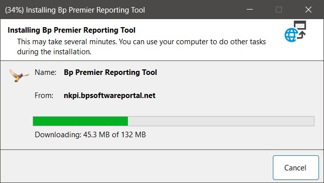 Reporting Tool Install Progress