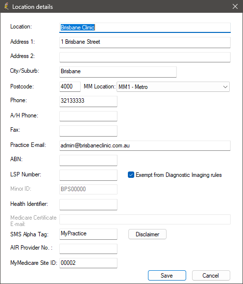 The image shows the Location Details screen in versions Orchid SP1 Revision and above.