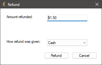 Refund screen