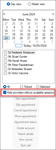 Exclude doctors with no appointments option
