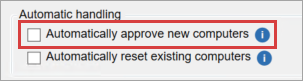 Automatically approve new computers checkbox