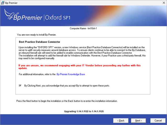 Best Practice Database Connector information in the installer