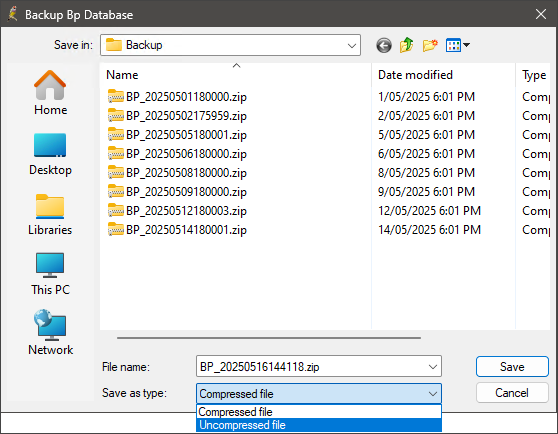 Save backup as compressed Save backup as compressed