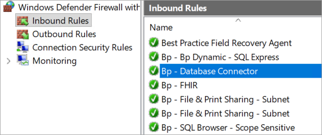 Bp Database Connector Inbound Rules