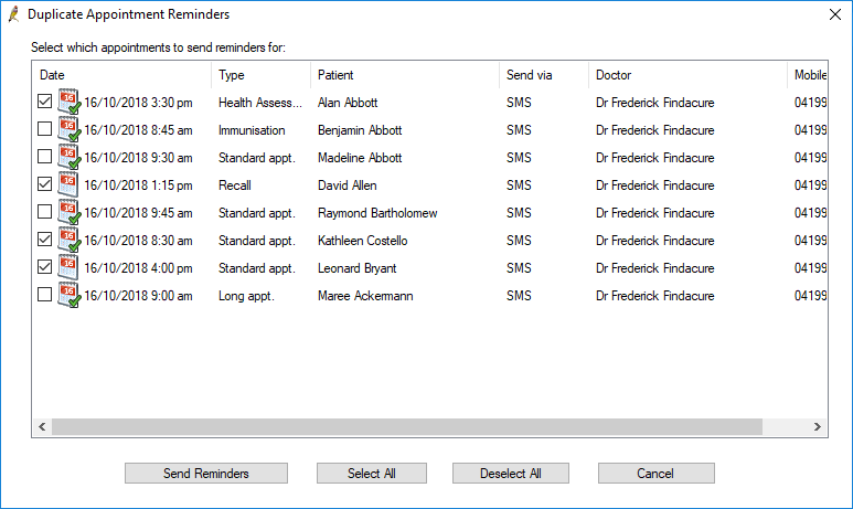 Duplicate appointment reminders
