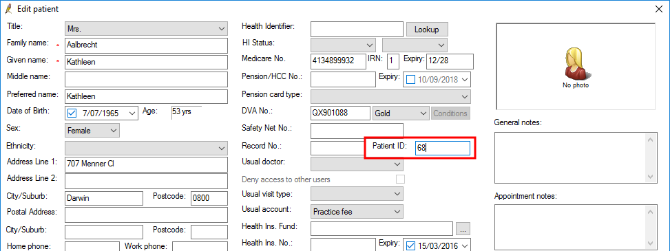 Demographics Patient ID