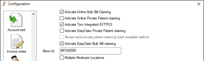 Activate direct bill claiming in Configuration