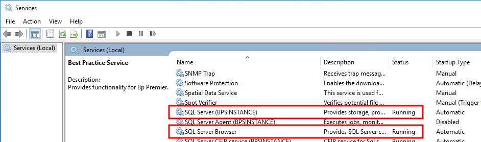 Bp SQL Services must still be running