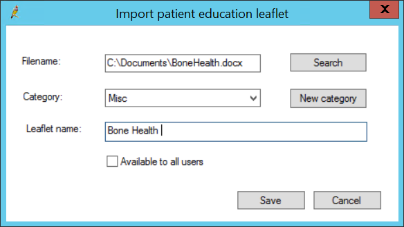 Import Patient Education Leaflet