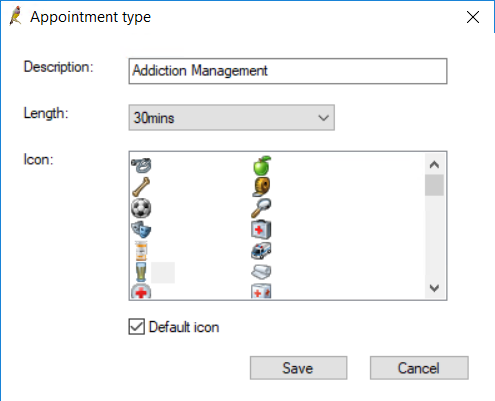 Appointment Type screen