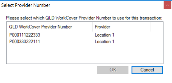 Select Provider Number for invoice