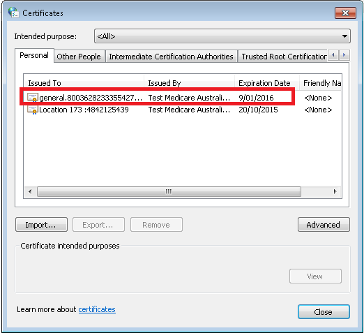 Windows certificates