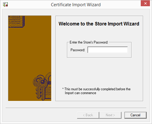 Certificate Import Wizard store passphrase