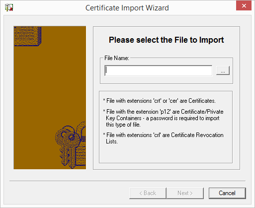 Certificate Import Wizard import file