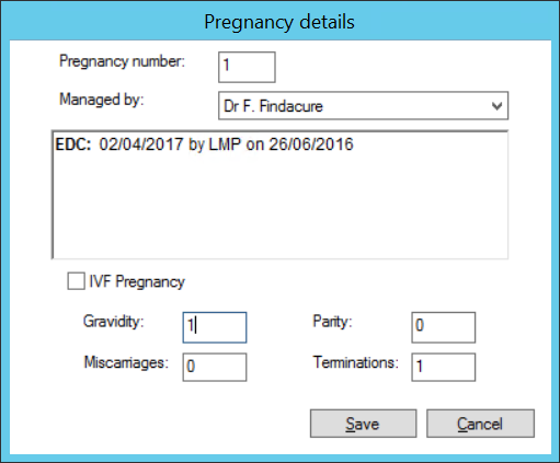 Pregnancy details
