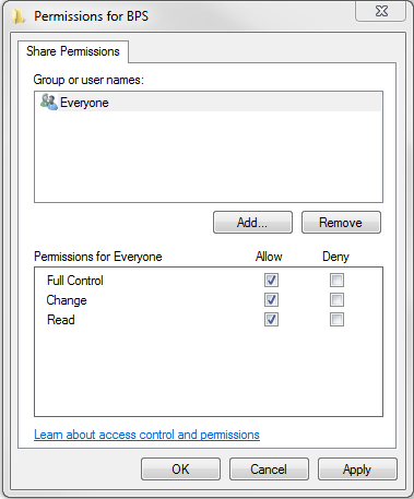 Set permissions to share the outgoing folder.