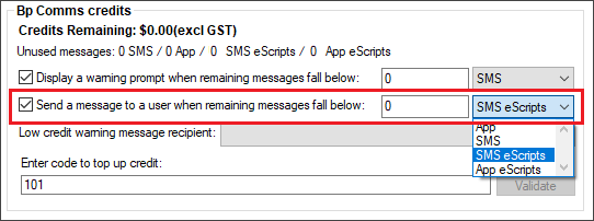 Bp Comms Warning Prompt Configuration