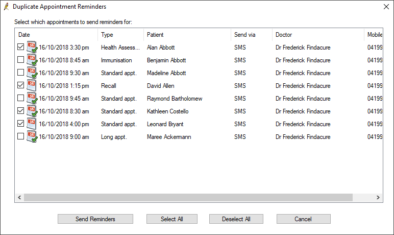 Duplicate appointment reminders
