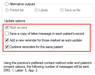 Reminder update options