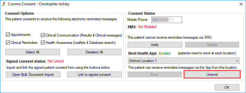 Unenroll a patient