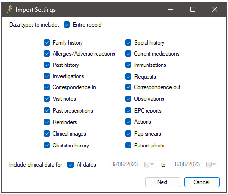 Import settings