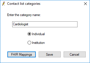 Contact list categories