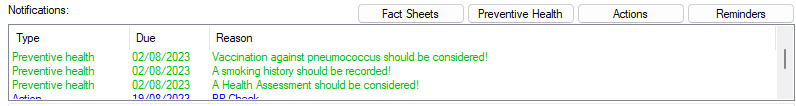 Notifications for Preventative Health
