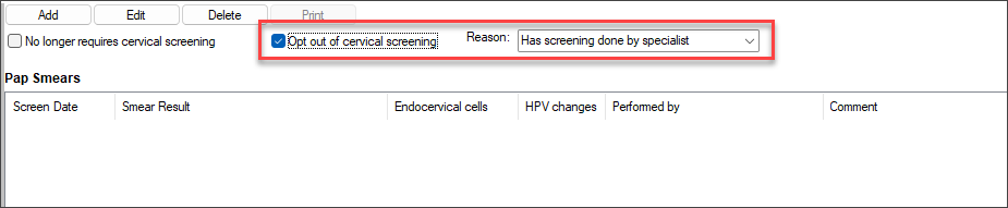 Cervical screening opt-out