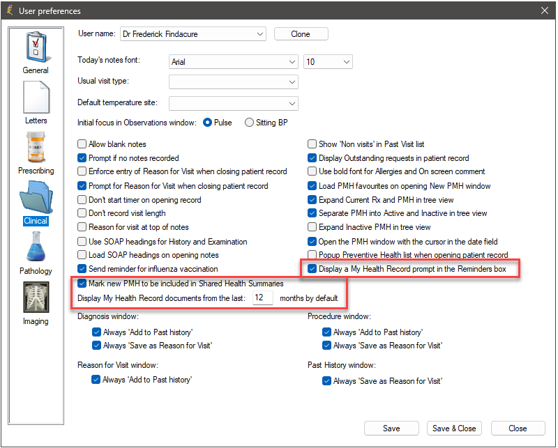 User Preferences for My Health Record