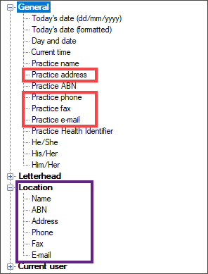 Word Processor Location Fields