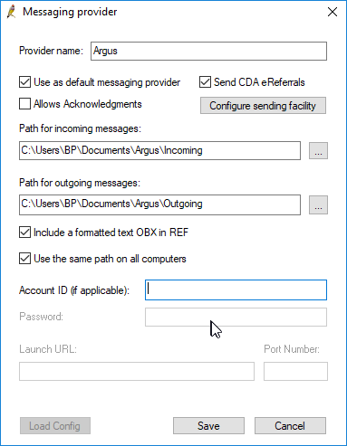 Messaging Provider details