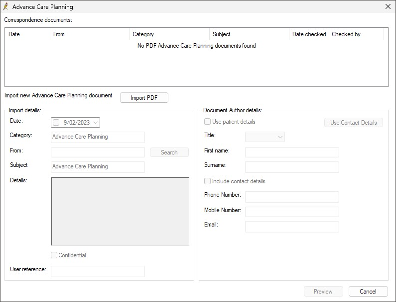 Advance Care Planning Screen