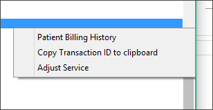 Tyro Transactions right-click context menu