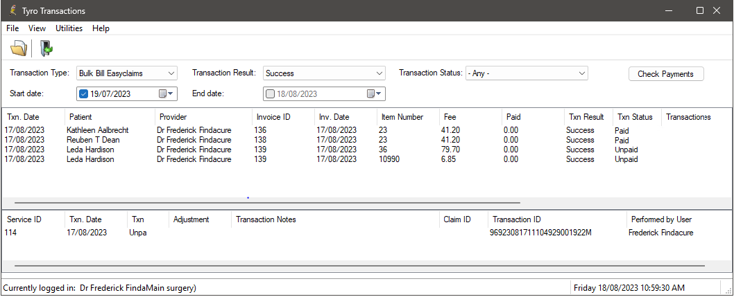 Tyro Transactions Bulk Bill