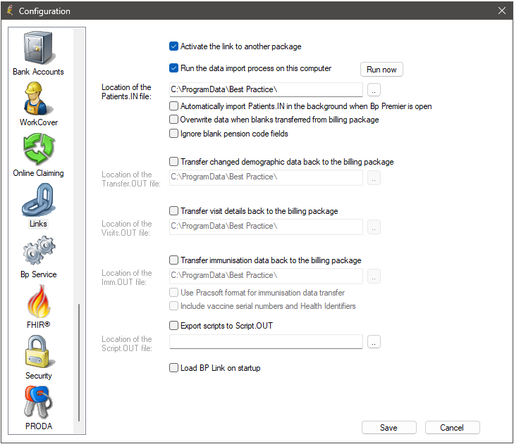 Record Link Settings