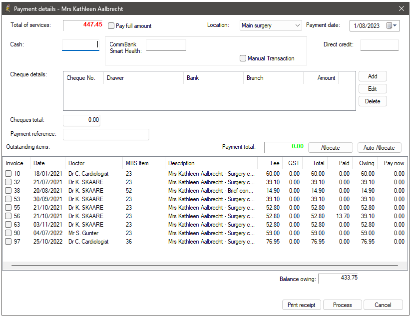 Payment Details processing a payment