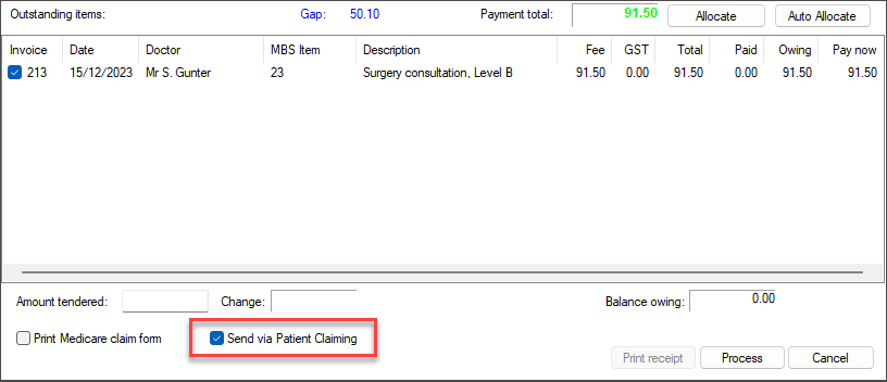 Tick Send via Patient Claiming