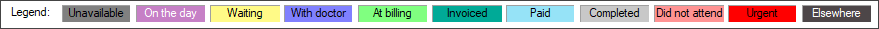 Appointment Book status legend