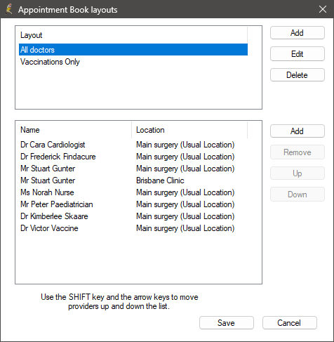 Appointment book layouts