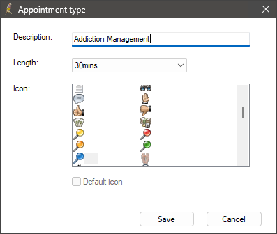 Appointment Type screen