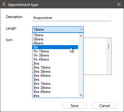 Set the appointment length for an appointment type