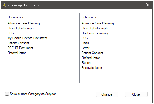 Clean up document categories