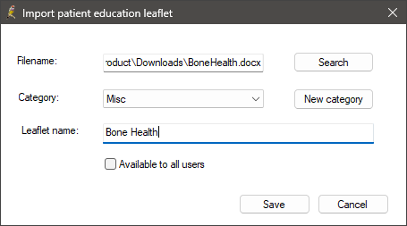 Import Patient Education Leaflet