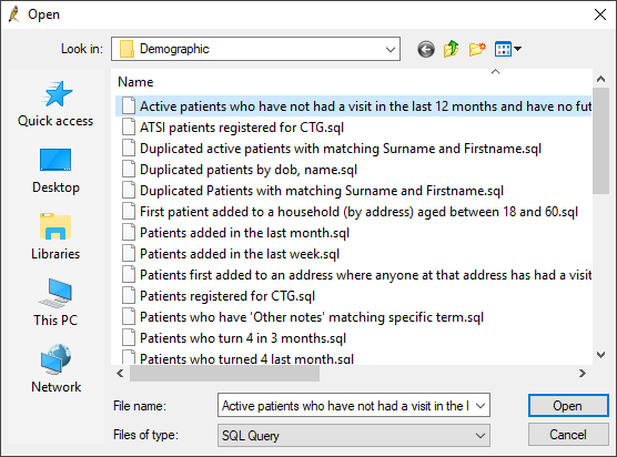 Select the inactive patient query