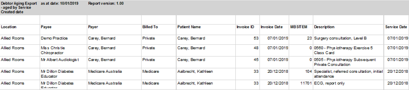 Debtor Export Report